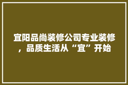 宜阳品尚装修公司专业装修，品质生活从“宜”开始