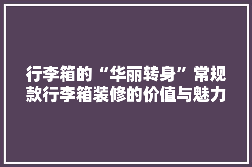 行李箱的“华丽转身”常规款行李箱装修的价值与魅力