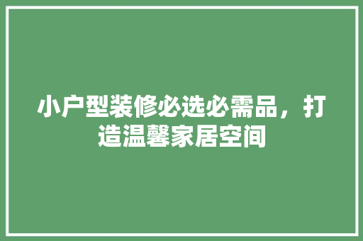 小户型装修必选必需品，打造温馨家居空间