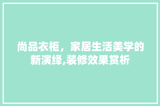 尚品衣柜，家居生活美学的新演绎,装修效果赏析