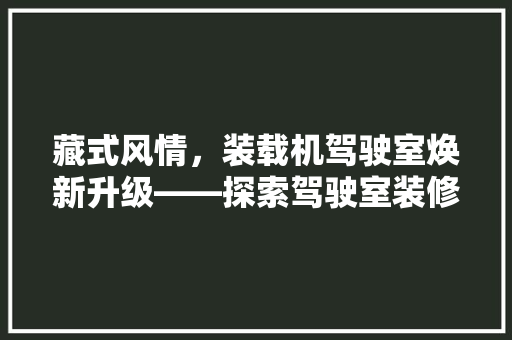 藏式风情，装载机驾驶室焕新升级——探索驾驶室装修新潮流