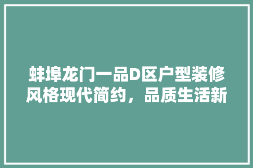 蚌埠龙门一品D区户型装修风格现代简约，品质生活新标杆