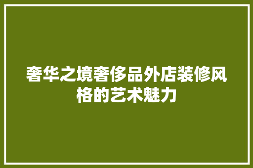 奢华之境奢侈品外店装修风格的艺术魅力