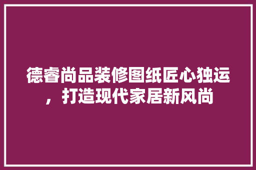 德睿尚品装修图纸匠心独运，打造现代家居新风尚