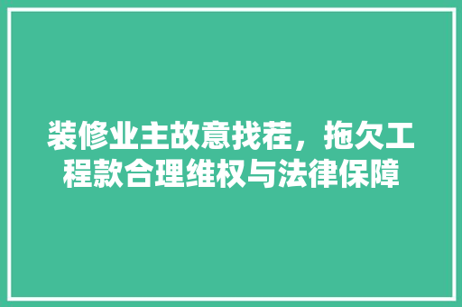 装修业主故意找茬，拖欠工程款合理维权与法律保障