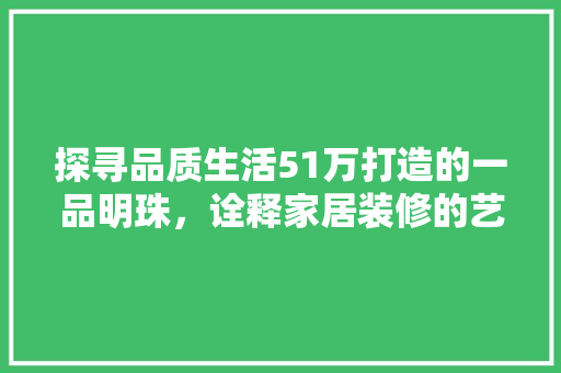 探寻品质生活51万打造的一品明珠，诠释家居装修的艺术与智慧