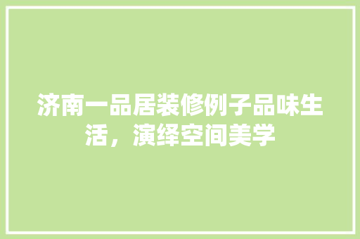 济南一品居装修例子品味生活，演绎空间美学