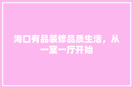 海口有品装修品质生活，从一室一厅开始