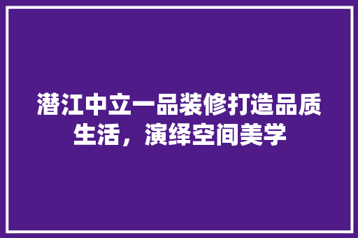 潜江中立一品装修打造品质生活，演绎空间美学