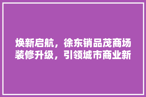 焕新启航，徐东销品茂商场装修升级，引领城市商业新风尚