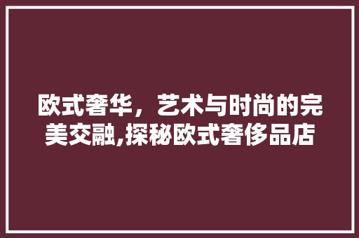 欧式奢华，艺术与时尚的完美交融,探秘欧式奢侈品店装修美学