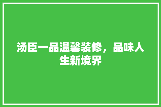 汤臣一品温馨装修，品味人生新境界