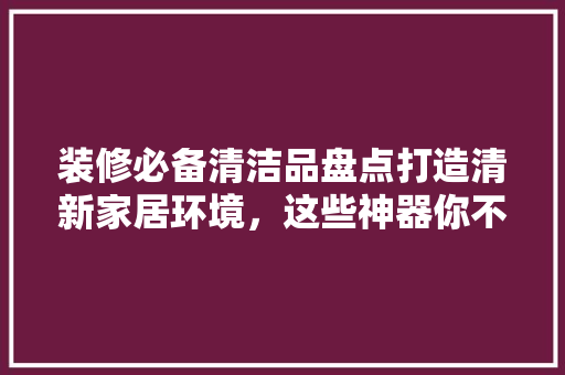 装修必备清洁品盘点打造清新家居环境，这些神器你不能错过！