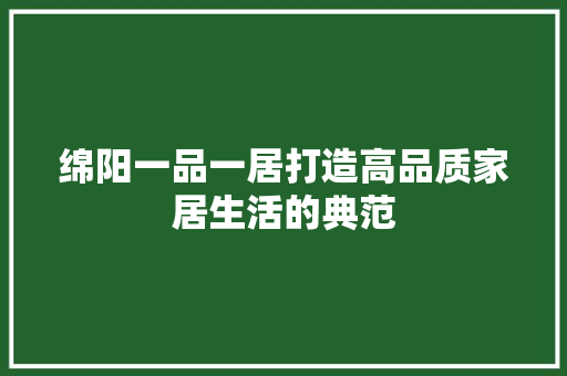 绵阳一品一居打造高品质家居生活的典范