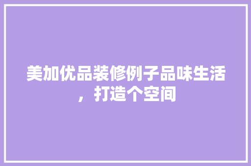 美加优品装修例子品味生活，打造个空间