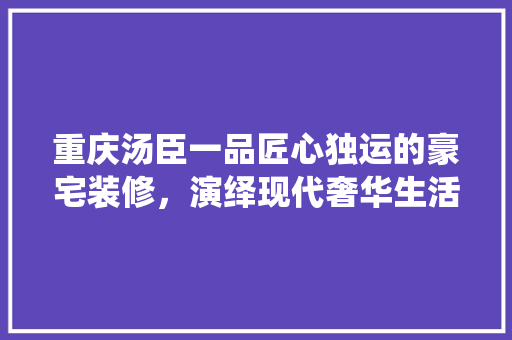 重庆汤臣一品匠心独运的豪宅装修，演绎现代奢华生活