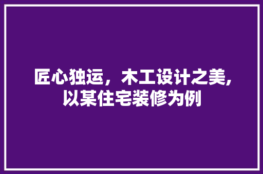 匠心独运，木工设计之美,以某住宅装修为例