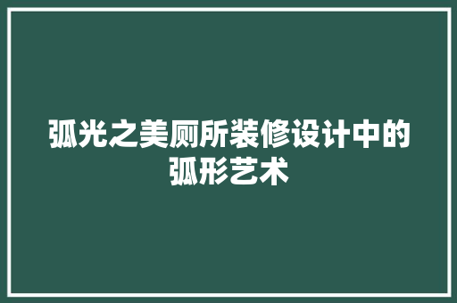 弧光之美厕所装修设计中的弧形艺术