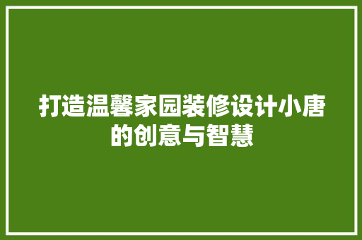 打造温馨家园装修设计小唐的创意与智慧  第1张
