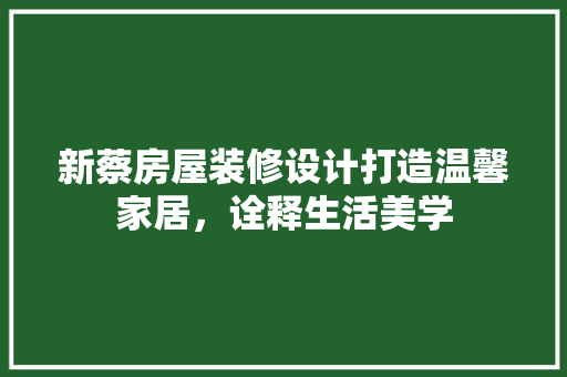 新蔡房屋装修设计打造温馨家居，诠释生活美学