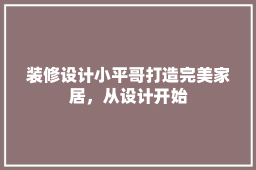 装修设计小平哥打造完美家居，从设计开始