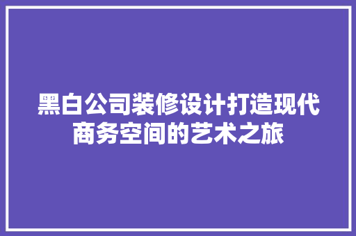 黑白公司装修设计打造现代商务空间的艺术之旅