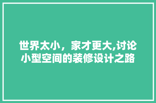世界太小，家才更大,讨论小型空间的装修设计之路  第1张