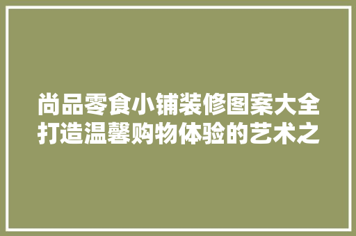 尚品零食小铺装修图案大全打造温馨购物体验的艺术之旅