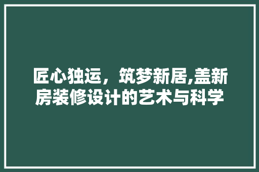 匠心独运，筑梦新居,盖新房装修设计的艺术与科学