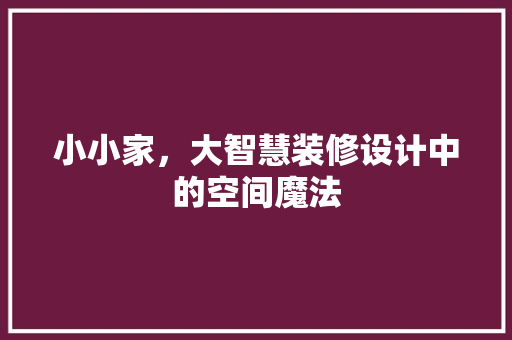 小小家，大智慧装修设计中的空间魔法