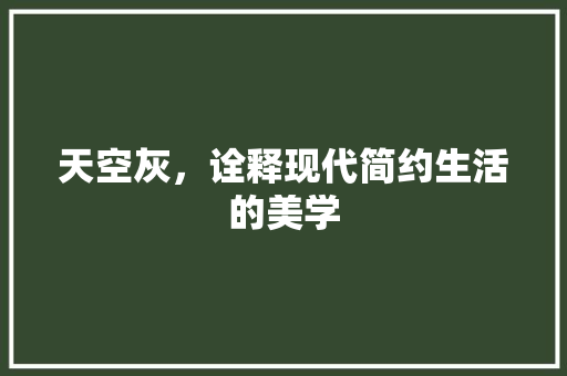 天空灰，诠释现代简约生活的美学