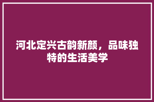 河北定兴古韵新颜，品味独特的生活美学