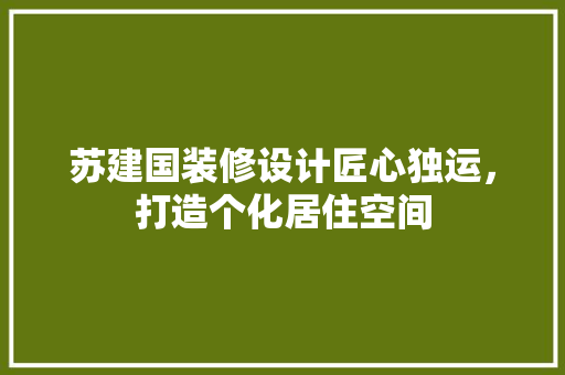 苏建国装修设计匠心独运，打造个化居住空间
