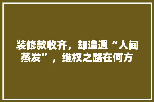 装修款收齐，却遭遇“人间蒸发”，维权之路在何方