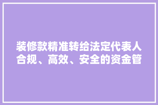 装修款精准转给法定代表人合规、高效、安全的资金管理之路