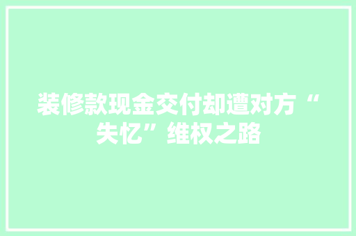 装修款现金交付却遭对方“失忆”维权之路