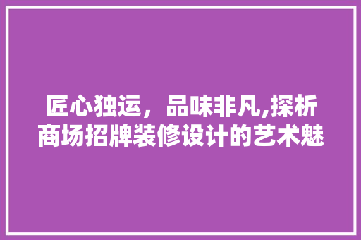 匠心独运，品味非凡,探析商场招牌装修设计的艺术魅力