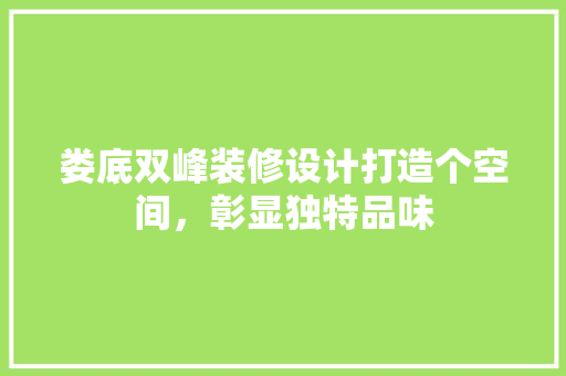 娄底双峰装修设计打造个空间，彰显独特品味