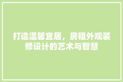 打造温馨宜居，房租外观装修设计的艺术与智慧
