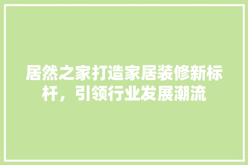 居然之家打造家居装修新标杆，引领行业发展潮流