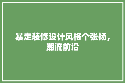 暴走装修设计风格个张扬，潮流前沿