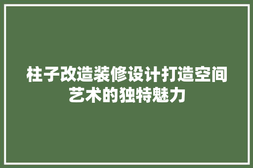 柱子改造装修设计打造空间艺术的独特魅力