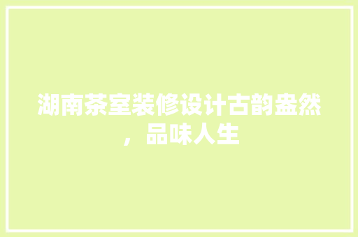 湖南茶室装修设计古韵盎然，品味人生