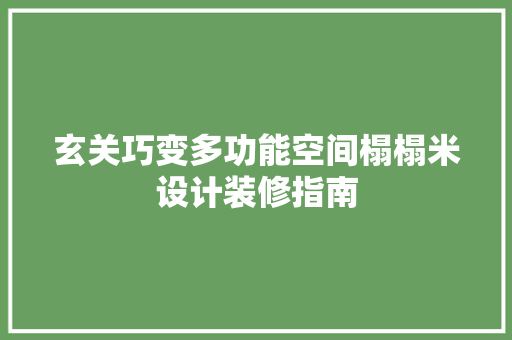 玄关巧变多功能空间榻榻米设计装修指南