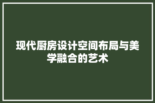 现代厨房设计空间布局与美学融合的艺术