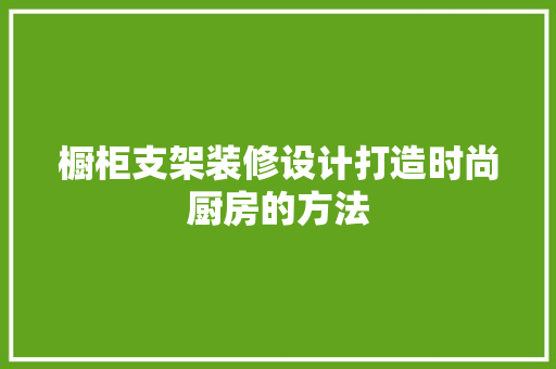 橱柜支架装修设计打造时尚厨房的方法