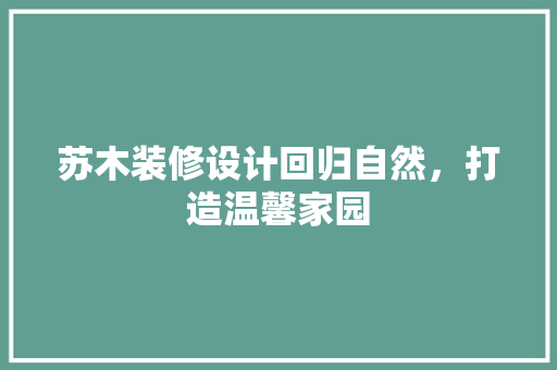 苏木装修设计回归自然，打造温馨家园