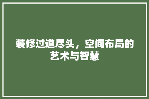 装修过道尽头，空间布局的艺术与智慧