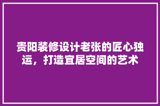 贵阳装修设计老张的匠心独运，打造宜居空间的艺术