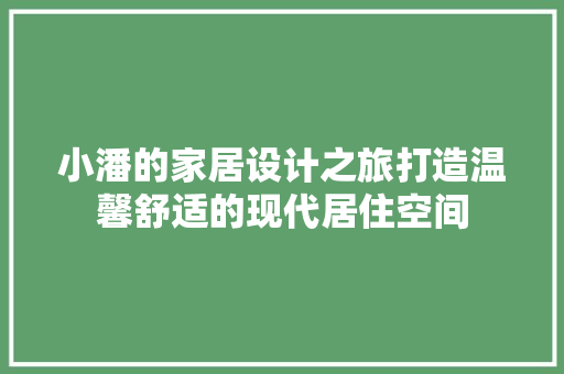 小潘的家居设计之旅打造温馨舒适的现代居住空间